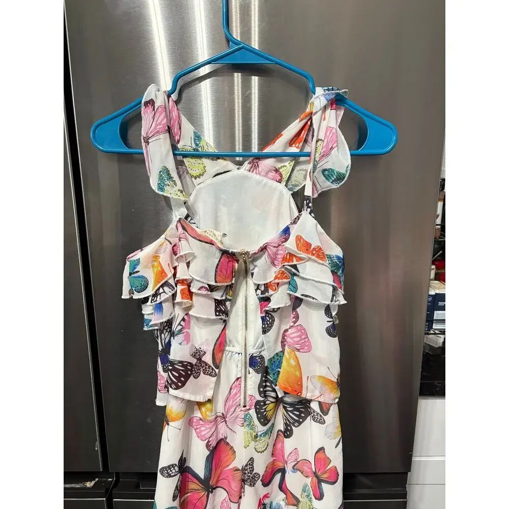 $5/15Butterfly Print Tiered Dress - 10